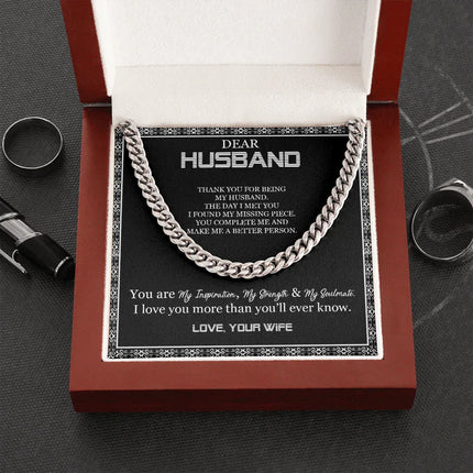 Dear Husband - Thank You For Being My Husband - Cuban Link Chain SO103T - Charming Present
