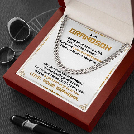 To My Grandson - May God Bless You To Be Happy - Cuban Link Chain SO122T - Charming Present