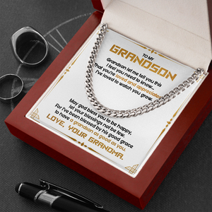 To My Grandson - May God Bless You To Be Happy - Cuban Link Chain SO122T