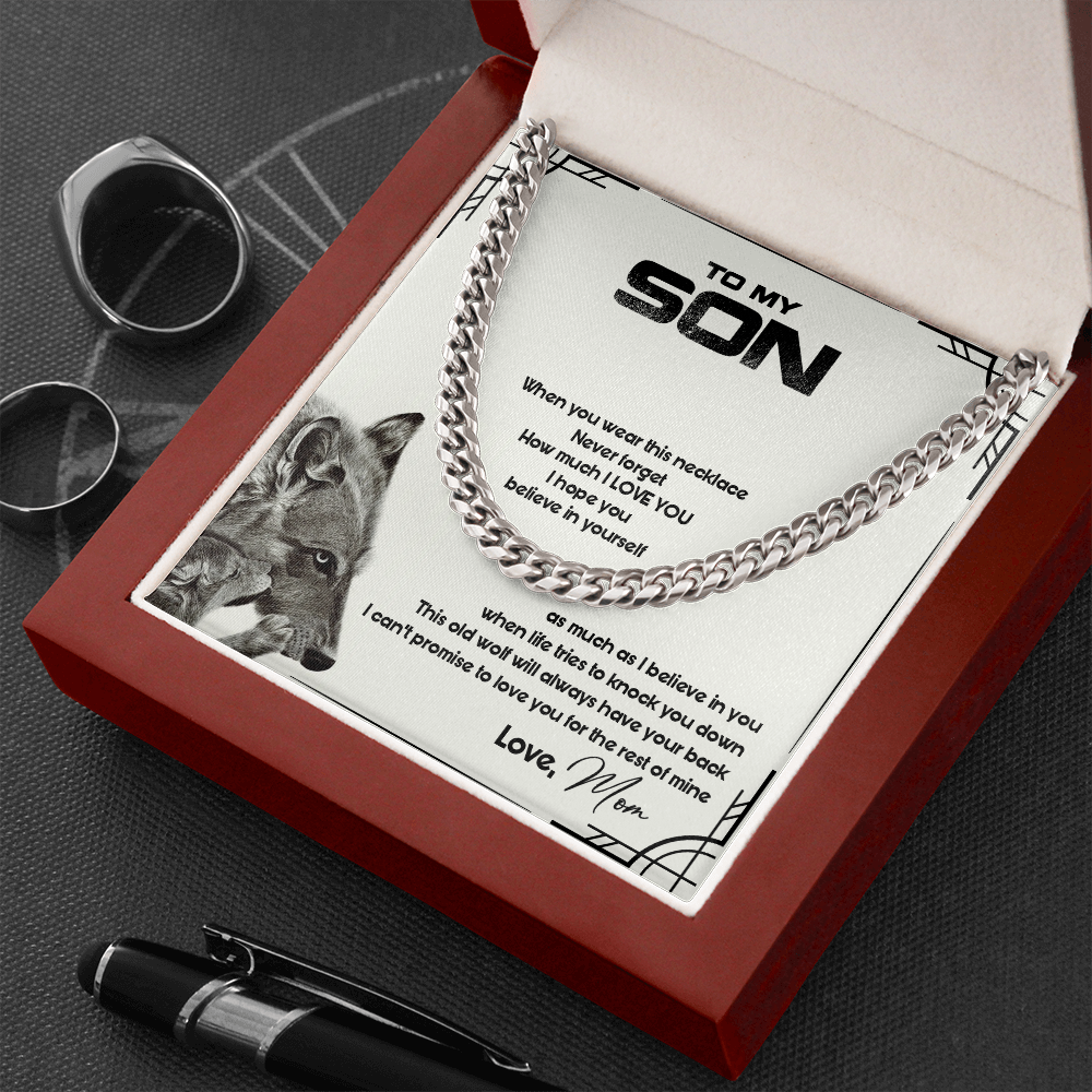 To My Son - This Old Wolf Will Always Have Your Back - Cuban Link ChainSO86T