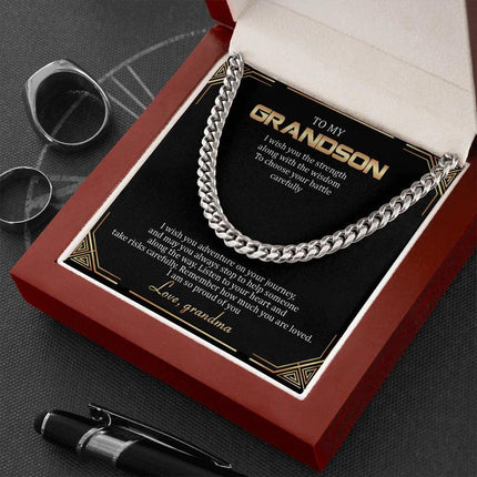 To My Grandson - Remember How Much You Are Loved - Cuban Link Chain SO136T - Charming Present