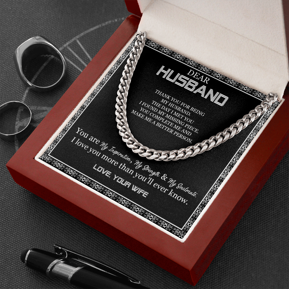 Dear Husband - Thank You For Being My Husband - Cuban Link Chain SO103T