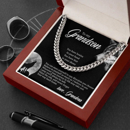 To My Grandson - Believe In Yourself As Much As I Believe In You - Cuban Link Chain SO132T - Charming Present