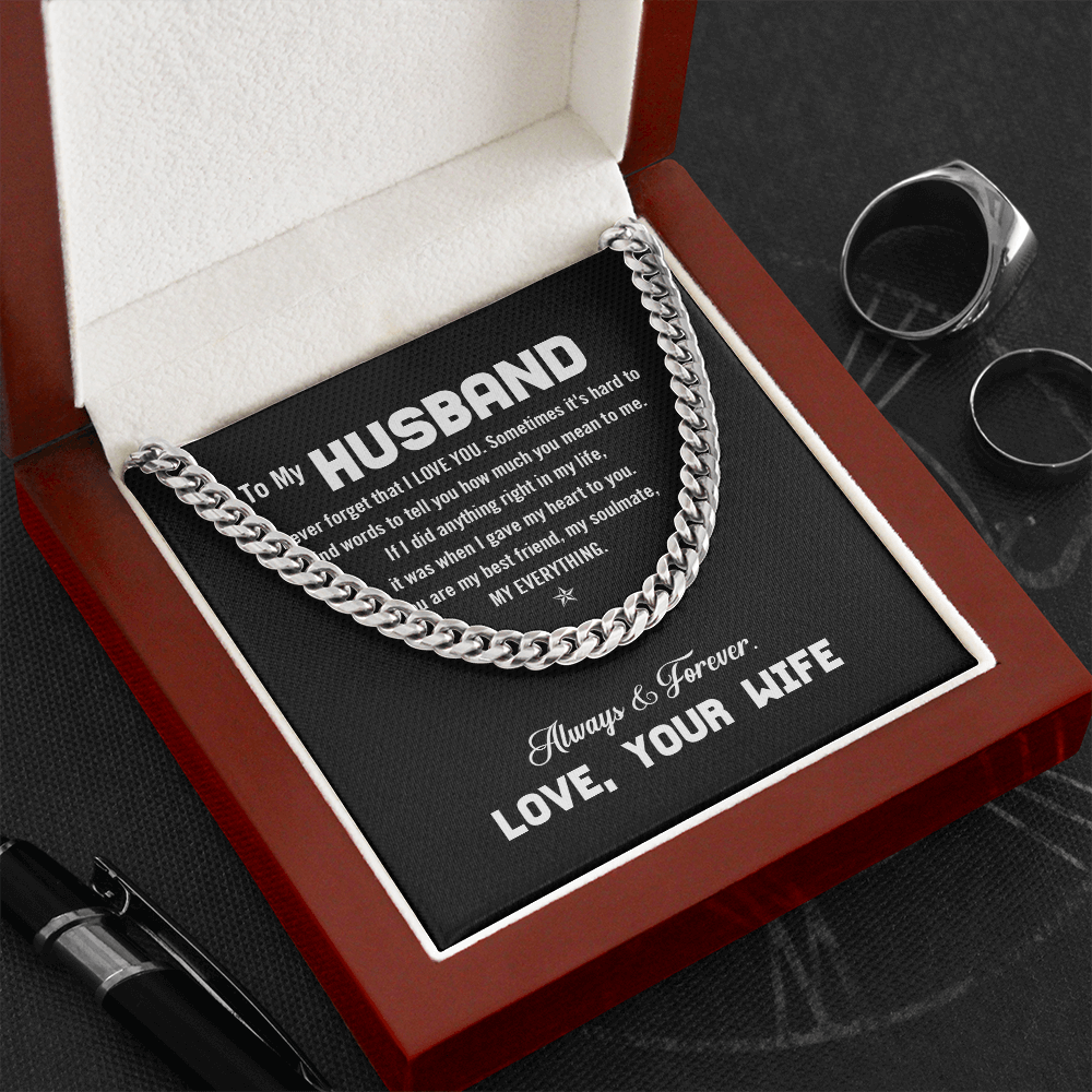 To My Husband - I Love You - Cuban Link Chain KT12