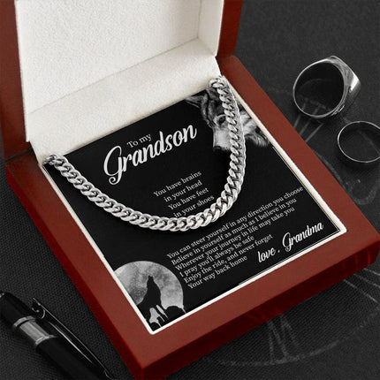 To My Grandson - Believe In Yourself As Much As I Believe In You - Cuban Link Chain SO132T - Charming Present