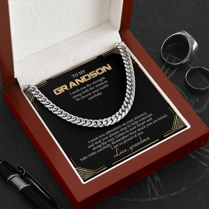 To My Grandson - Remember How Much You Are Loved - Cuban Link Chain SO136T - Charming Present