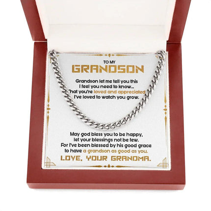 To My Grandson - May God Bless You To Be Happy - Cuban Link Chain SO122T - Charming Present