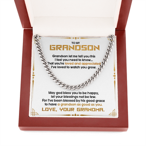 To My Grandson - May God Bless You To Be Happy - Cuban Link Chain SO122T