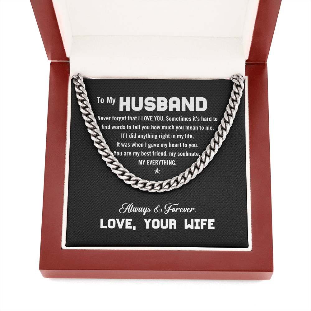 To My Husband - I Love You - Cuban Link Chain KT12