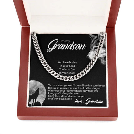 To My Grandson - Believe In Yourself As Much As I Believe In You - Cuban Link Chain SO132T - Charming Present