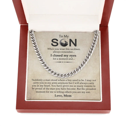 To My Son - I Will Always Carry You In My Heart - Cuban Link Chain SO15V - Charming Present