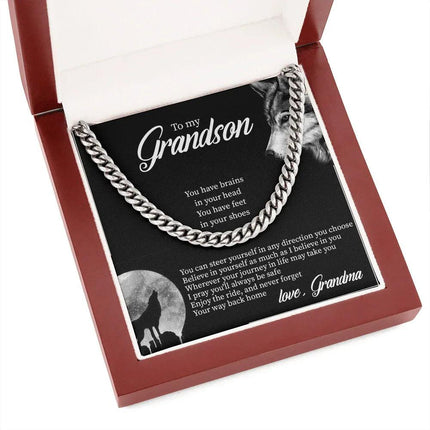 To My Grandson - Believe In Yourself As Much As I Believe In You - Cuban Link Chain SO132T - Charming Present