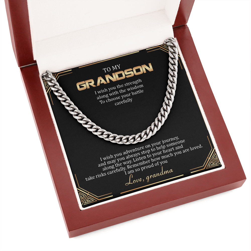 To My Grandson - Remember How Much You Are Loved - Cuban Link Chain SO136T