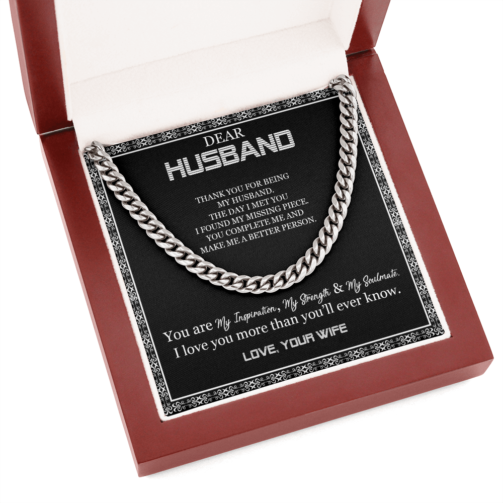 Dear Husband - Thank You For Being My Husband - Cuban Link Chain SO103T