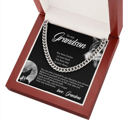 To My Grandson - Believe In Yourself As Much As I Believe In You - Cuban Link Chain SO132T - Charming Present