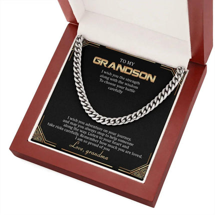 To My Grandson - Remember How Much You Are Loved - Cuban Link Chain SO136T - Charming Present
