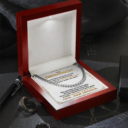 To My Grandson - May God Bless You To Be Happy - Cuban Link Chain SO122T - Charming Present