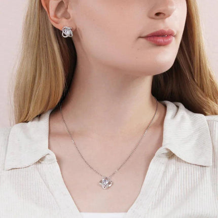 To My Wife - I Love You Deeply - Love Knot Necklace & Earring Set KT13 - Charming Present