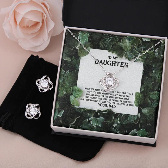 To My Daughter - Enjoy The Ride - Love Knot Necklace & Earring Set KT16 - Charming Present