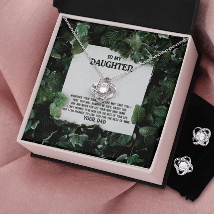 To My Daughter - Enjoy The Ride - Love Knot Necklace & Earring Set KT16 - Charming Present