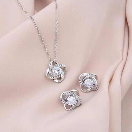 To My Wife - I Love You Deeply - Love Knot Necklace & Earring Set KT13 - Charming Present