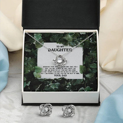 To My Daughter - Enjoy The Ride - Love Knot Necklace & Earring Set KT16 - Charming Present