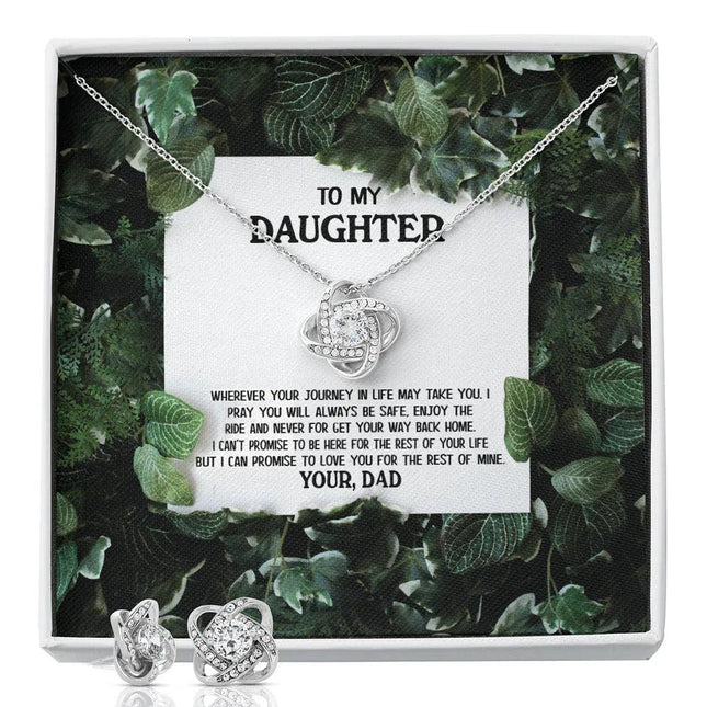 To My Daughter - Enjoy The Ride - Love Knot Necklace & Earring Set KT16 - Charming Present