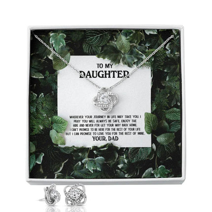 To My Daughter - Enjoy The Ride - Love Knot Necklace & Earring Set KT16 - Charming Present