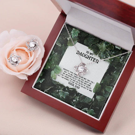 To My Daughter - Enjoy The Ride - Love Knot Necklace & Earring Set KT16 - Charming Present