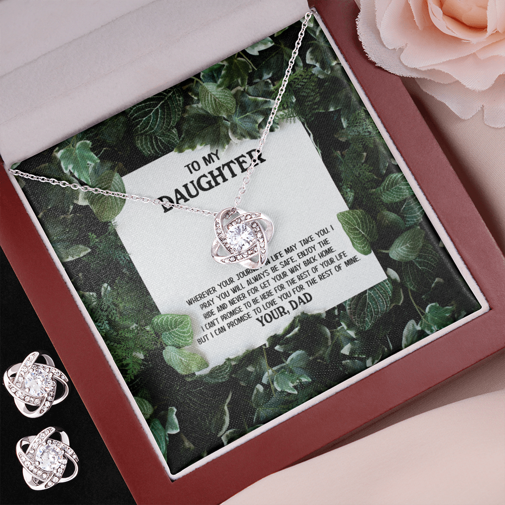To My Daughter - Enjoy The Ride - Love Knot Necklace & Earring Set KT16
