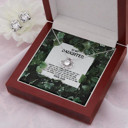 To My Daughter - Enjoy The Ride - Love Knot Necklace & Earring Set KT16 - Charming Present