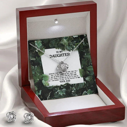 To My Daughter - Enjoy The Ride - Love Knot Necklace & Earring Set KT16 - Charming Present