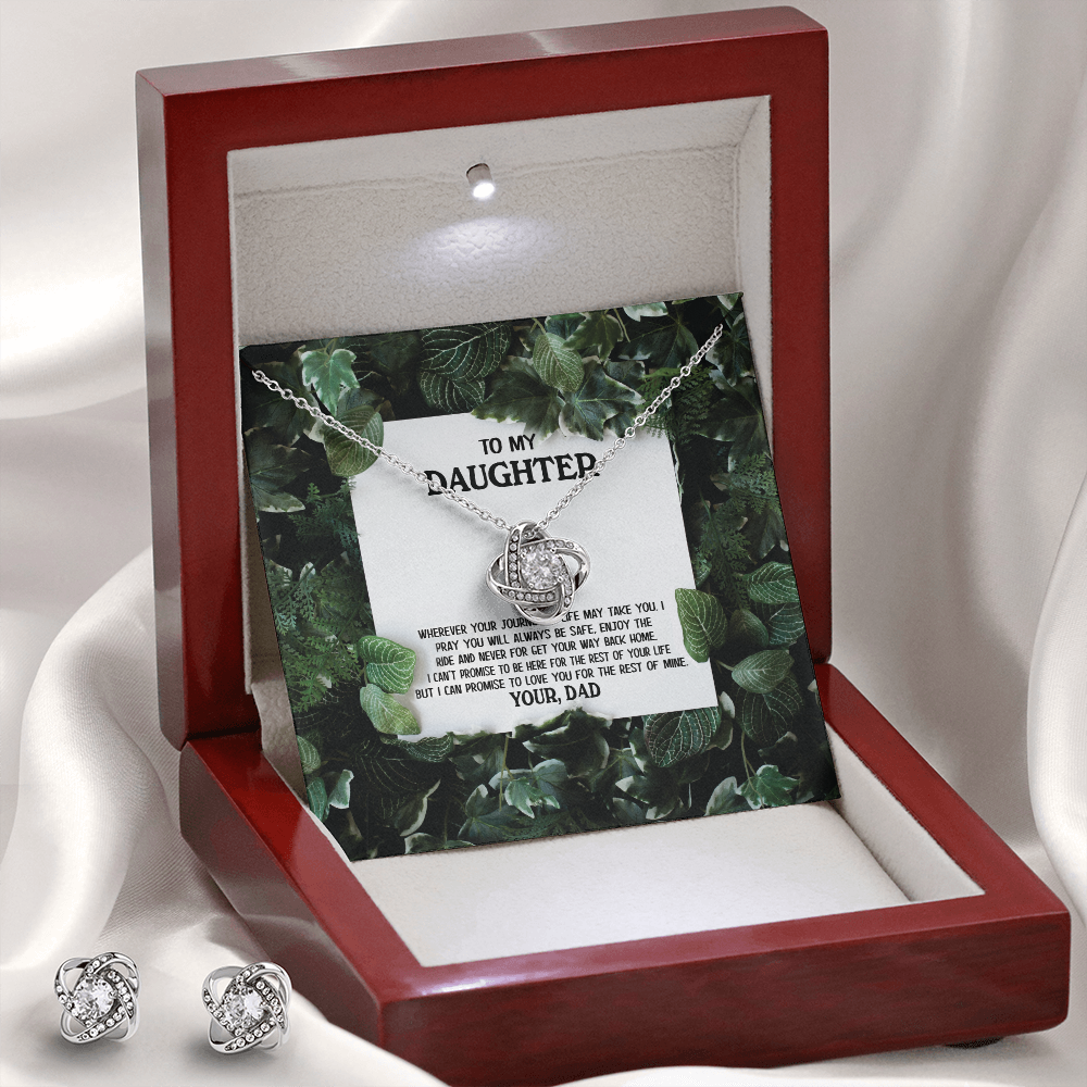 To My Daughter - Enjoy The Ride - Love Knot Necklace & Earring Set KT16