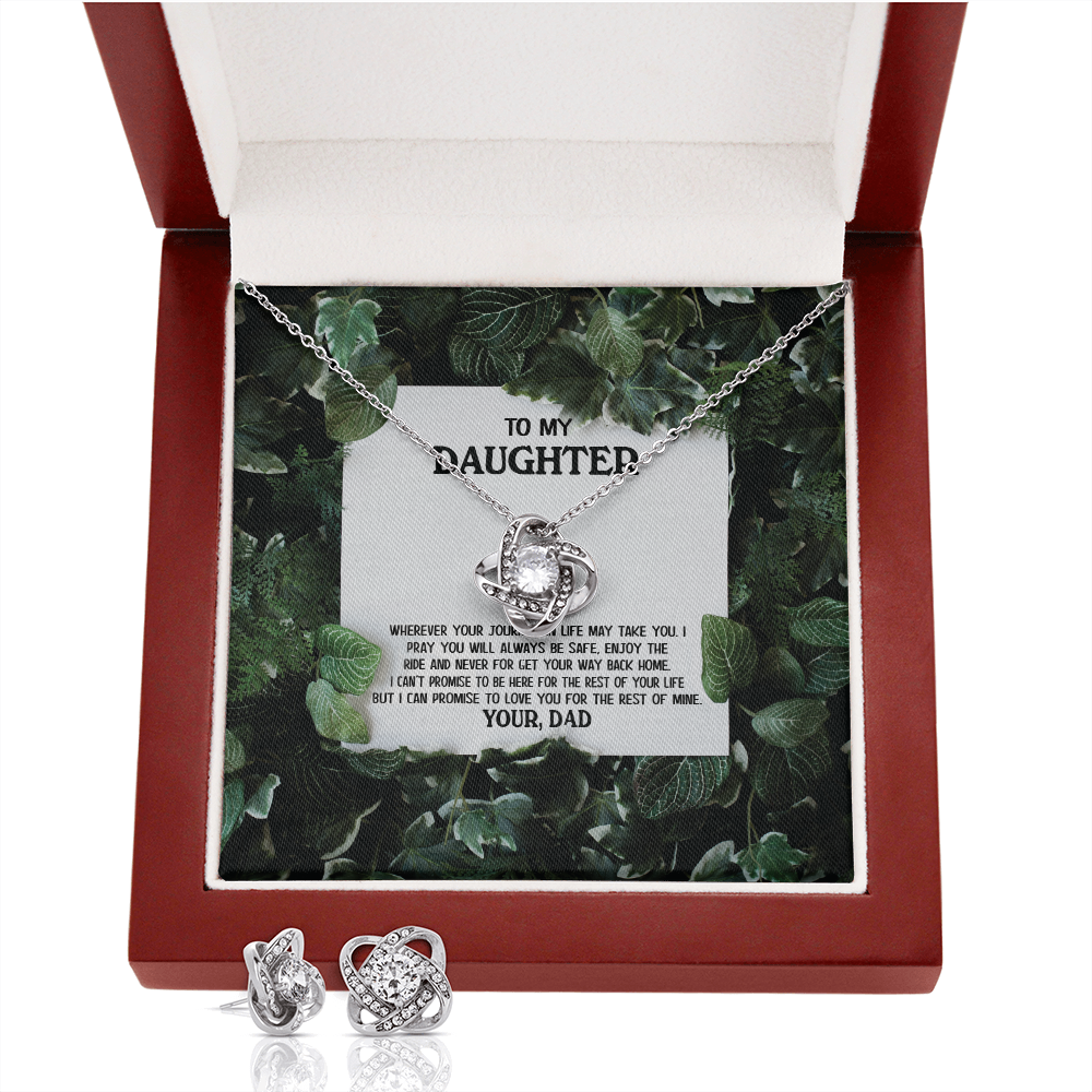To My Daughter - Enjoy The Ride - Love Knot Necklace & Earring Set KT16