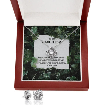 To My Daughter - Enjoy The Ride - Love Knot Necklace & Earring Set KT16 - Charming Present