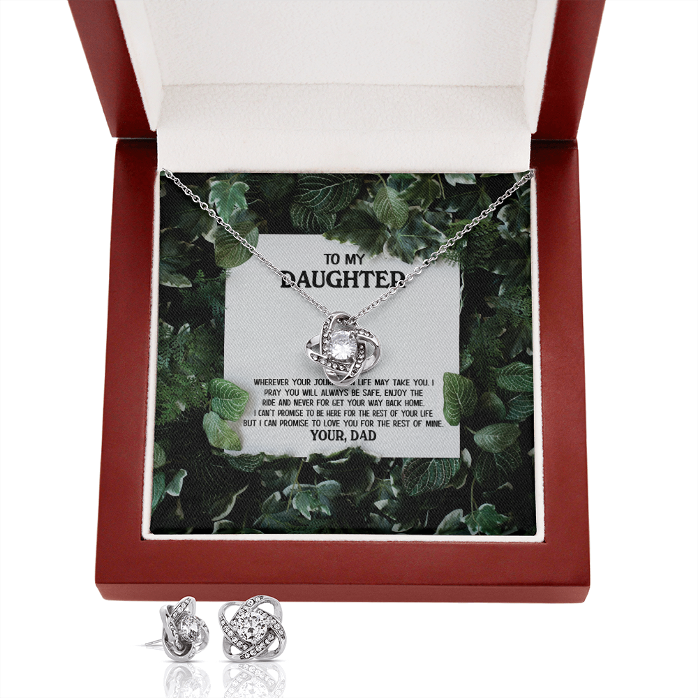 To My Daughter - Enjoy The Ride - Love Knot Necklace & Earring Set KT16