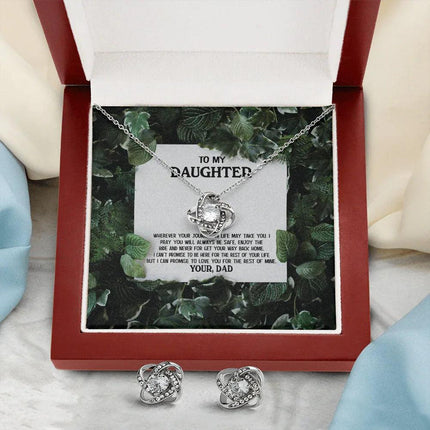 To My Daughter - Enjoy The Ride - Love Knot Necklace & Earring Set KT16 - Charming Present