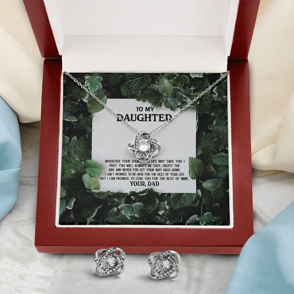 To My Daughter - Enjoy The Ride - Love Knot Necklace & Earring Set KT16