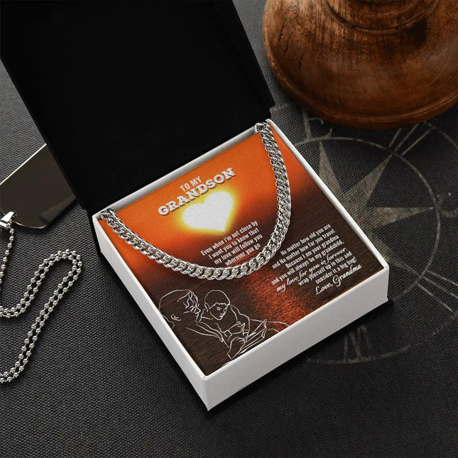 To My Grandson - My Love For You Is Forever - Cuban Link Chain SO131V - Charming Present