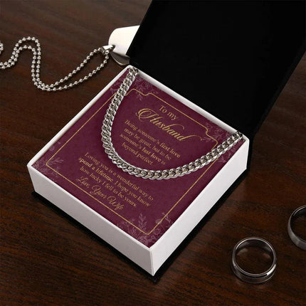 Husband - Wife - Loving You Is A Wonderful Way To Spend A Lifetime - Cuban Link Chain - Charming Present