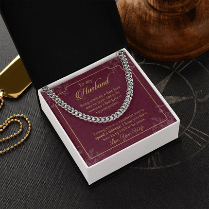 Husband - Wife - Loving You Is A Wonderful Way To Spend A Lifetime - Cuban Link Chain - Charming Present