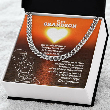 To My Grandson - My Love For You Is Forever - Cuban Link Chain SO131V - Charming Present