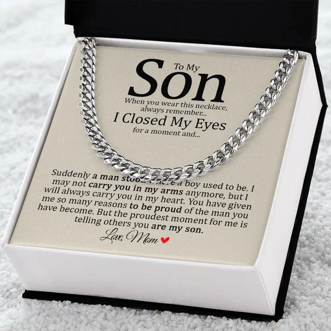 Son - Mom - Always Carry You In My Heart - Cuban Link Chain - Charming Present
