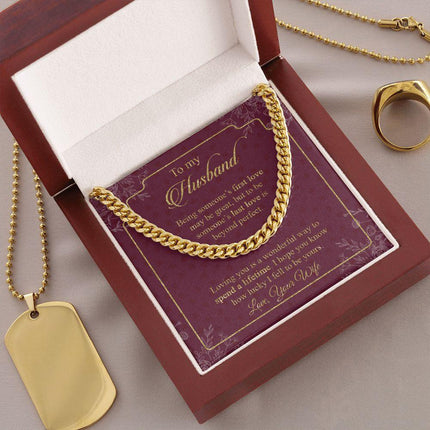 Husband - Wife - Loving You Is A Wonderful Way To Spend A Lifetime - Cuban Link Chain - Charming Present