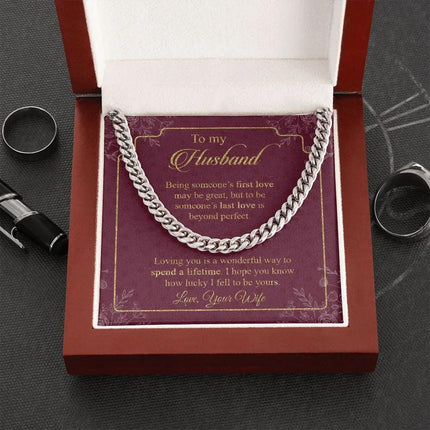Husband - Wife - Loving You Is A Wonderful Way To Spend A Lifetime - Cuban Link Chain - Charming Present