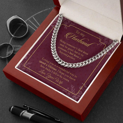 Husband - Wife - Loving You Is A Wonderful Way To Spend A Lifetime - Cuban Link Chain - Charming Present