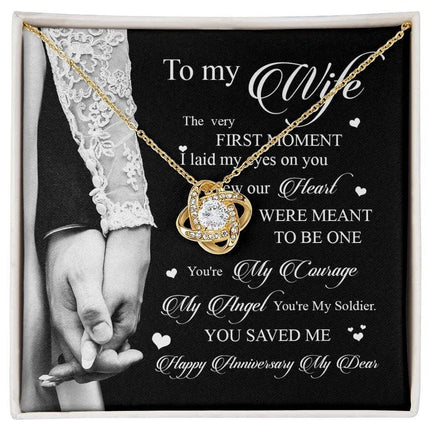 Wife Husband - I Knew Our Hearts Were Meant To Be One - Love Knot Necklace - Charming Present