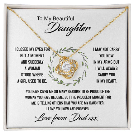 To My Beautiful Daughter - My Proudest Moment - Love Knot Necklace SO144T2 - Charming Present