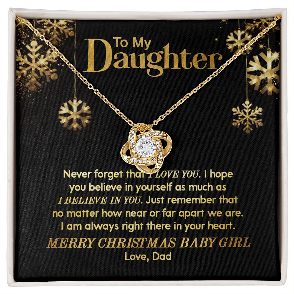 Daughter Dad - Merry Christmas - Love Knot Necklace