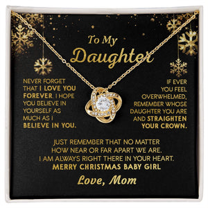 Daughter Mom - Merry Christmas - Love Knot Necklace